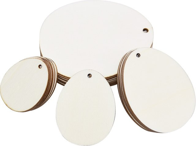 Natürliche hölzerne Ostereier-Anhänger in Braun für DIY-Handwerk und Osterdekoration, Durchmesser: 20–80 mm - Bild 1
