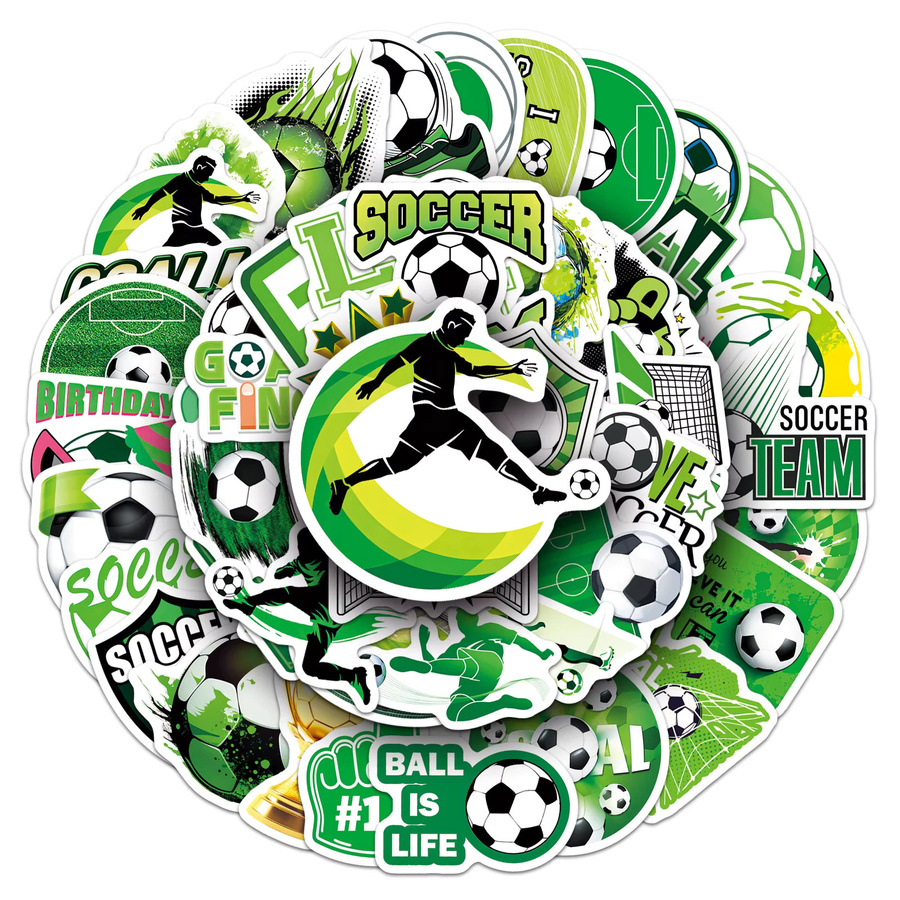 50 Stück Fußball Aufkleber Wasserdichte Sport-Tagessticker in Multicolour für Wasserflaschen, Gepäck und Laptop - Bild 2