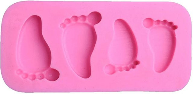 Bai Fen Bai Toys Silikonform für 3D Baby Füße in Pink zum Dekorieren von Schokolade, Fondant und Kuchen - Bild 1