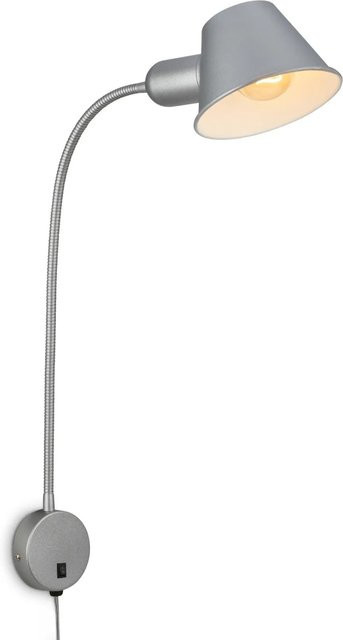 Briloner Bettleuchte schwenkbar mit Schalter in Chrom-Matt, Durchmesser: 8 cm, Höhe: 55 cm - Bild 1