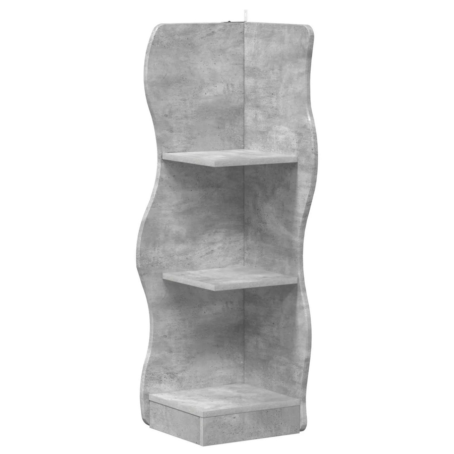 vidaXL Eckregal in Betongrau mit modernem Wellenmuster aus Holzwerkstoff, B/T/H: 34 x 33 x 102 cm - Bild 2