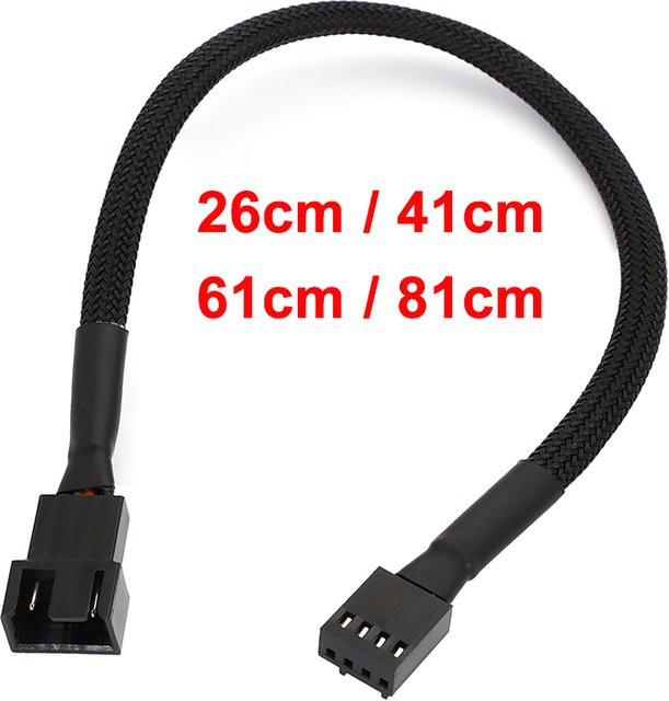 JCD 4-poliges PWM-Lüfter-Verlängerungskabel in Schwarz für Computer-CPU-Lüfteranschluss - Bild 1