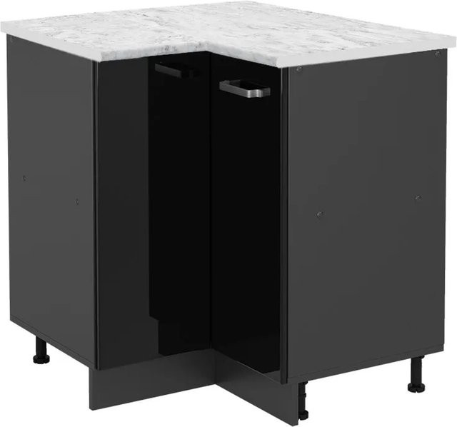Vicco R-Line Eckunterschrank für die Küche in Schwarz Hochglanz und Anthrazit, B/T/H: 75,6 x 46,0 x 81,6 cm - Bild 1
