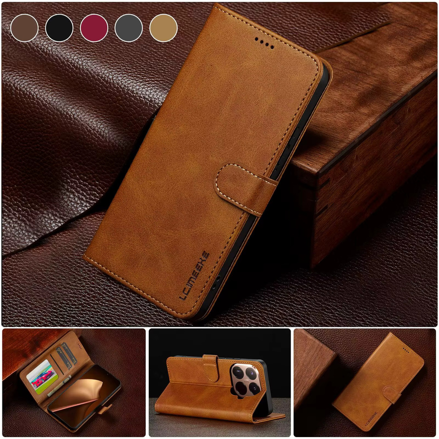 Luxuriöse Flip-Lederhülle für Xiaomi 17T 17T Pro 15T 15T Pro 14T 13T Pro als Brieftasche mit Kartenhalter in Schwarz oder Braun - Bild 6