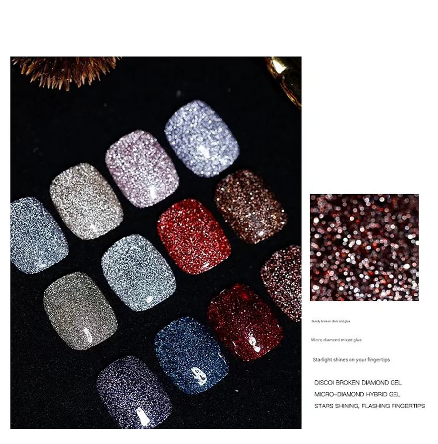 MIANEL Gel Nagellack, Zerbrochener Diamant Glitzer, 10 ml, Damen - Bild 6
