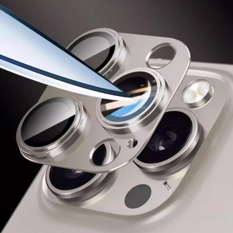 Metall Kamera Objektiv Schutz für Apple iPhone 15 16 Pro Max 15 Pro 15 Plus 16 mit Glas und Ring in Schwarz oder Silber - Bild 4