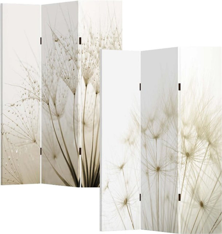 HTI-Line Paravent Pusteblume in Weiß mit floralem Design - Bild 1
