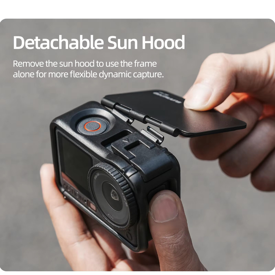 SZKOSTON Schutzkäfig für DJI OSMO Action 6 in Schwarz mit Sonnenschutzhalterung und Erweiterungsrahmen - Bild 2