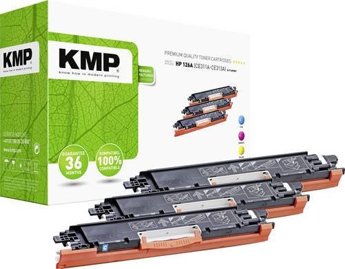 KMP Toner Kombi-Pack kompatibel mit HP 126A CE311A CE312A CE313A in Cyan, Magenta und Gelb mit 1000 Seiten Reichweite - Bild 1