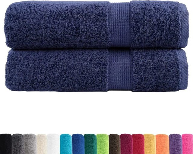 vidaXL Premium-Duschtücher SOLUND, 2er-Set, Marineblau, B/H: 70 x 140 cm, 600 g/m² - Bild 1