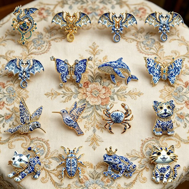 shmik Brosche Keramik, Strass, Kristall, Damen - Bild 1