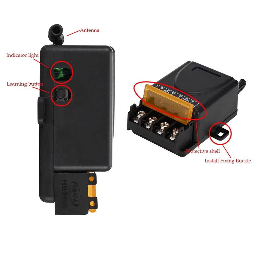 433 MHz Fernbedienungsschalter AC220V 10A High Power On-Off Sender für Wasserpumpenmotoren und Elektrogeräte in Schwarz - Bild 6