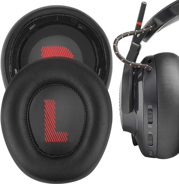 JBL Ersatz-Ohrpolster aus Proteinleder für Quantum 800 Q800 kabellose Kopfhörer, Schwarz - Bild 1