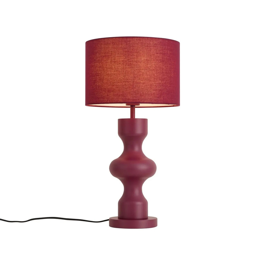QAZQA Retro Tischleuchte aus Keramik mit Stoffschirm in Rot, Höhe: 58,0 cm - Bild 2