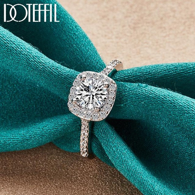 Doteffil Ring 925 Silber, Zirkonia, blau, Damen - Bild 1