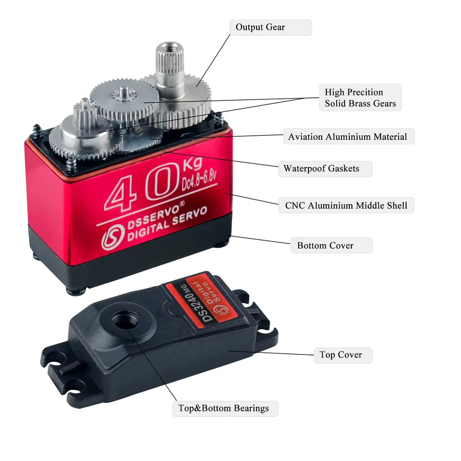 Dsservo RC Digital Servo, 4-teiliges Set, IP66 Wasserdicht, 180/270 Grad Winkel, 25T - Bild 2