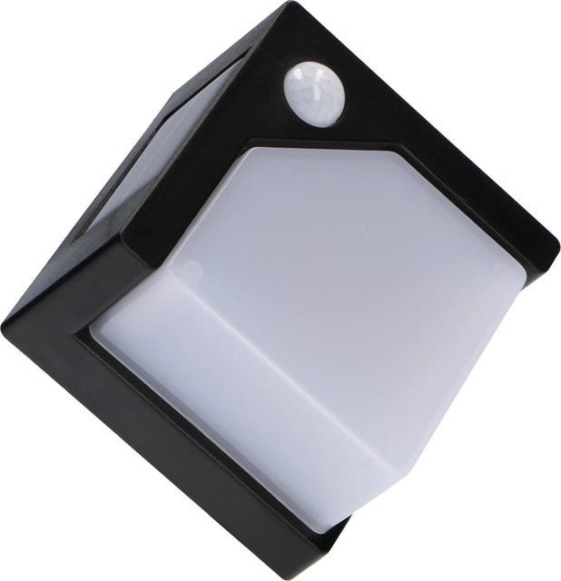 Solar-Wandleuchte Pretoria Schwarz mit Bewegungsmelder und Dämmerungssensor, 1 W, Warmweiß 2700 K, IP44 - Bild 1