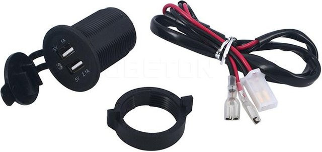 YJMP Auto Parts Dual Port USB Auto Ladegerät mit 5V 1A & 2.1A für Mobile und GPS, Flush-Montage für Auto, Boot und Carvan, Schwarz - Bild 1