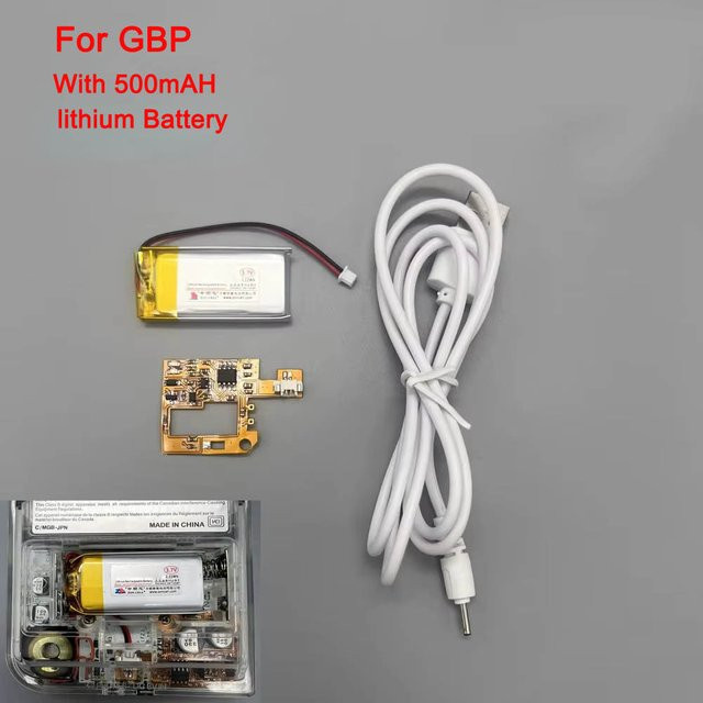 ZCGM Wiederaufladbares Batterieset für GAMEBOY POCKET mit 500 mAh Lademodul, Multicolor, unterstützt Originalgehäuse - Bild 1