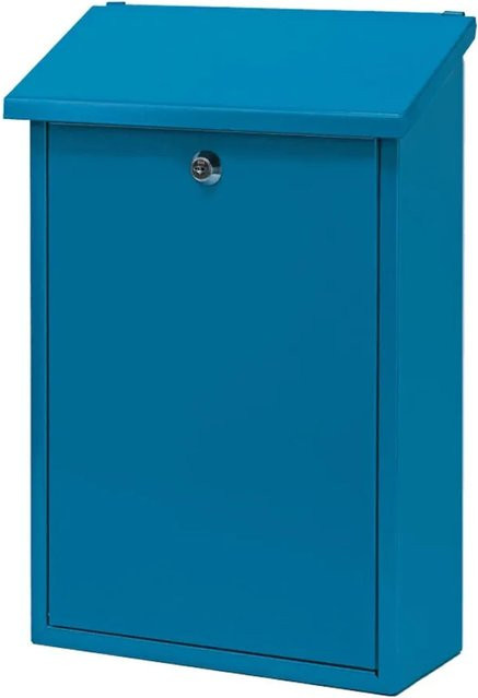 Wandbriefkasten PROREGAL Toledon mit Schrägdach und Zylinderschloss in Blau, H x B x T: 40 x 27 x 12 cm - Bild 1