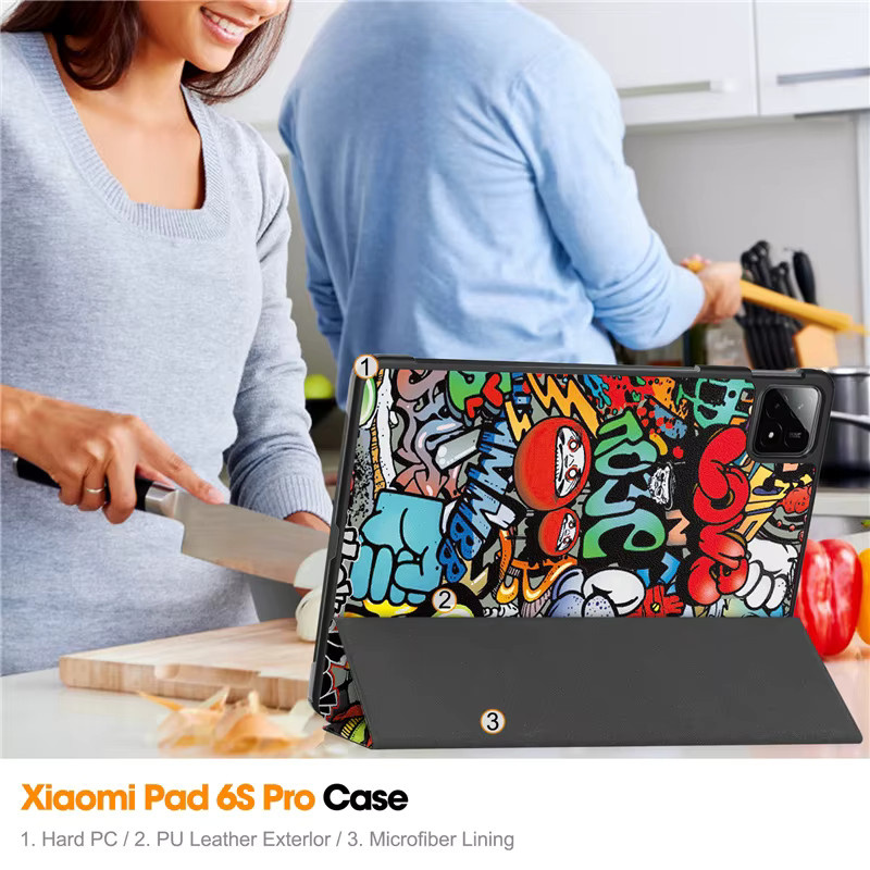 Magnetische Smart Cover Schutzhülle für Xiaomi Mi Pad 6s Pro 12,4 Zoll mit Klappfunktion und Ständer aus hartem PC in Grün - Bild 6