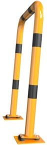 Schake Schutzbügel Ø 76 mm in Gelb/Schwarz mit Bodenplatte, Breite: 40 cm, Höhe: 115 cm - Bild 1