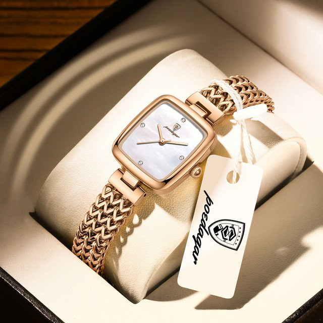 POEDAGAR Armbanduhr, Edelstahl, Quarz, eckig, Silber, Damen - Bild 1