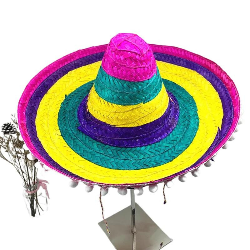2NLifeStyle Bunter Strohhut mit Pompom für Halloween und Party als Mexikanisches Cosplay Accessoire in Mehrfarbig - Bild 4