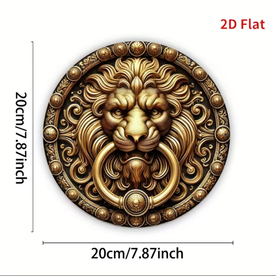 CIFBUY Vintage Löwenkopf-Türklopfer Wandplakette aus Metall in Gold, Durchmesser: 20,32 cm - Bild 2