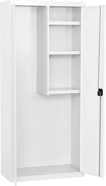 PROREGAL Putzmittelschrank AMEGO Metallschrank in Weiß mit 3 Fachböden und Schloss, Höhe: 180 cm, Breite: 80 cm, Tiefe: 40 cm - Bild 1