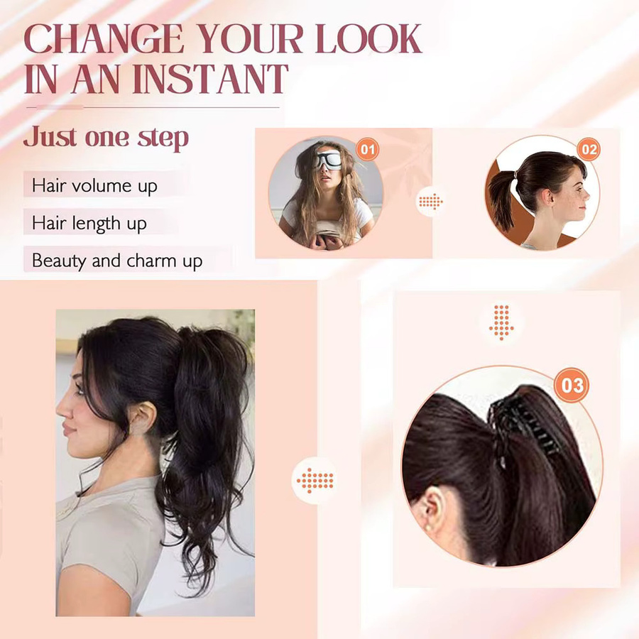 Refeeny Clip-in-Haarverlängerung, synthetisch, gewellt, 30,5 cm - Bild 4