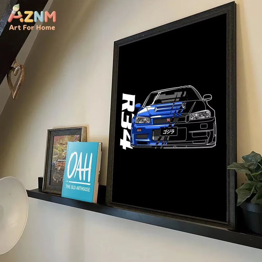 AZNM Leinwand-Wandkunst Nissan Skyline GT-R R34 Silvia S15 JDM Klassisches Japanisches Sportwagen-Poster in Mehrfarbig - Bild 4