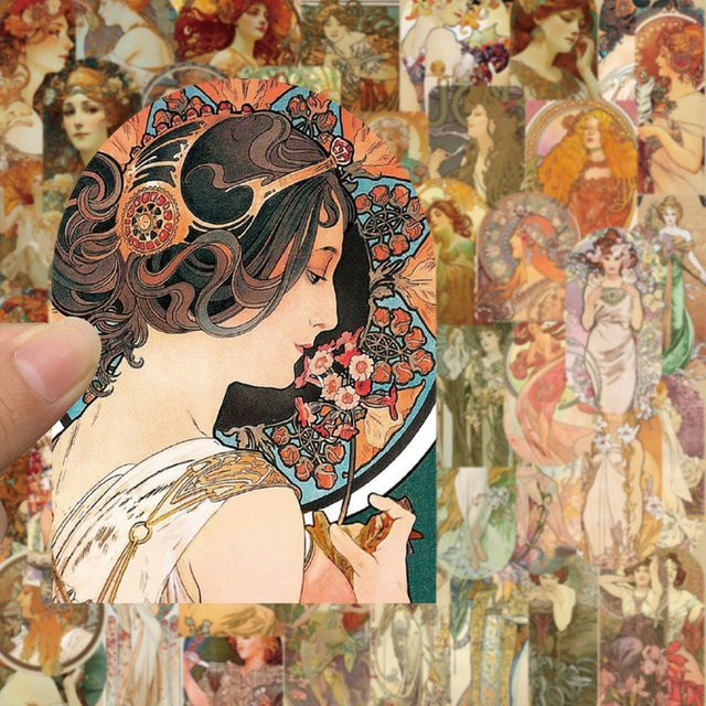 Bandai Mucha's Song Retro Literatur- und Kunsthandbuch Dekoration Computer-Aufkleber, 60 Stück - Bild 1
