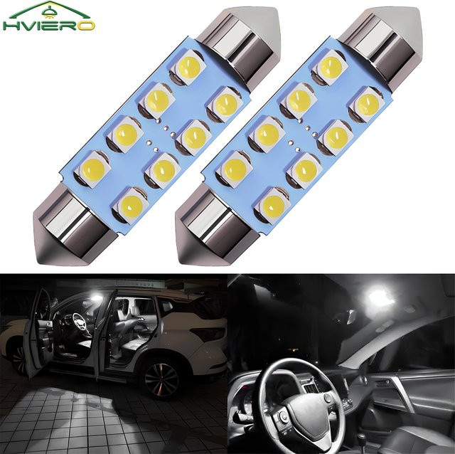 HVIERO 2er Set LED Innenleseleuchten T10 Weiß 12V mit 8 SMD für die Fahrzeug-Innenbeleuchtung - Bild 1