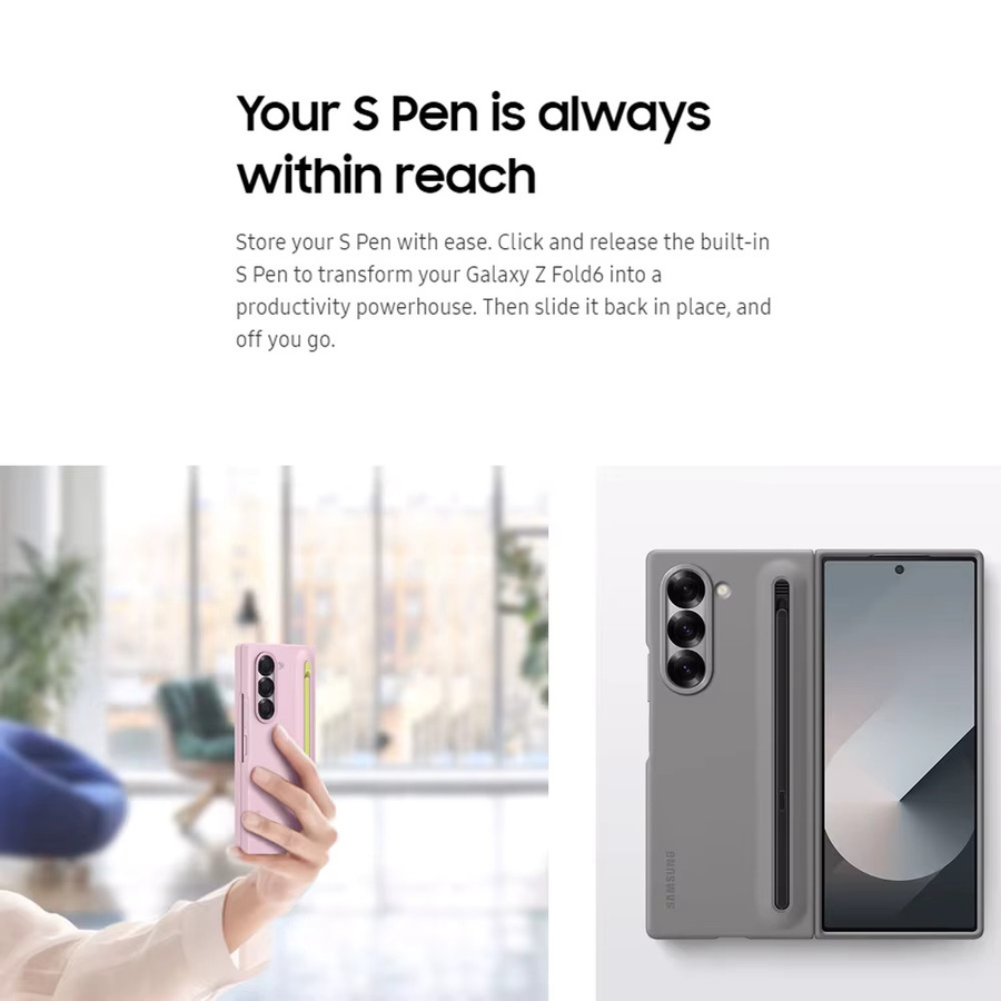 Samsung Galaxy Z Fold6 Silikonhülle mit integriertem S-Pen Fach in Pink - Bild 2