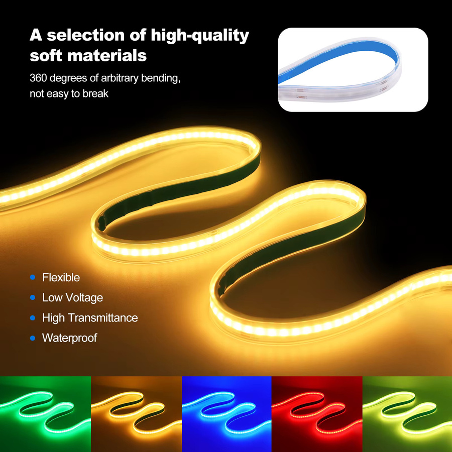 XUNATA RGB COB LED Streifen Multicolor, Wasserdicht IP68, DC 12V, 576 LEDs/m - Bild 4