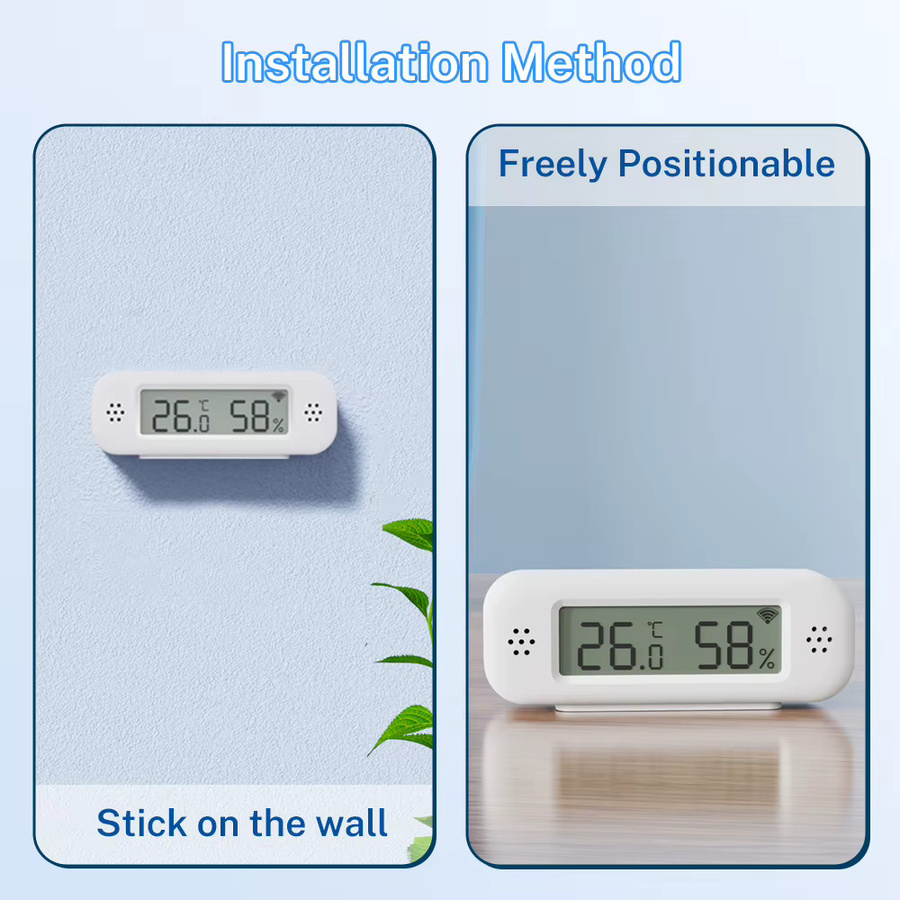 Tuya Zigbee/WiFi Temperatur- und Feuchtigkeitssensor in Weiß für dein Smart Home mit Thermometer und Hygrometer, kompatibel mit Google Assistant und Alexa - Bild 2