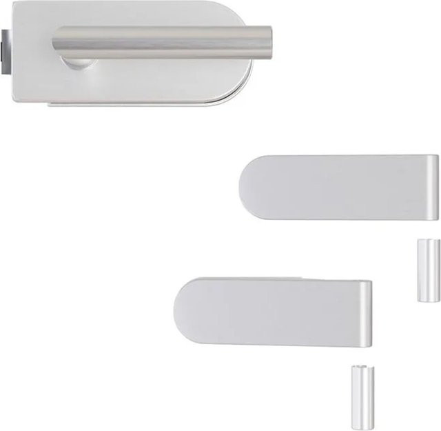Hansaglas Glastürbeschlag Studio Glastür Beschlag-Set Aluminium Silber unverschließbar gerundet - Bild 1