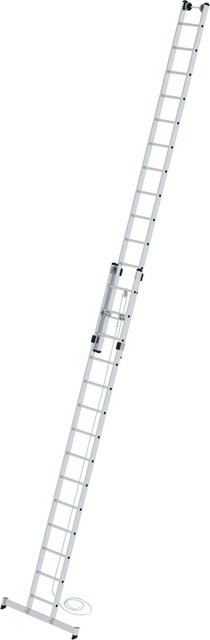 PROREGAL Sprossen-Seilzugleiter 2-teilig mit Traverse aus Aluminium in Silber, 2 x 14 Sprossen - Bild 1