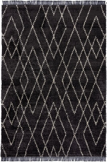 Orient Teppich SWALE von Kadima Design in Schwarz-Weiß mit Berber-Rauten und Fransen, B: 120 cm, T: 170 cm - Bild 1