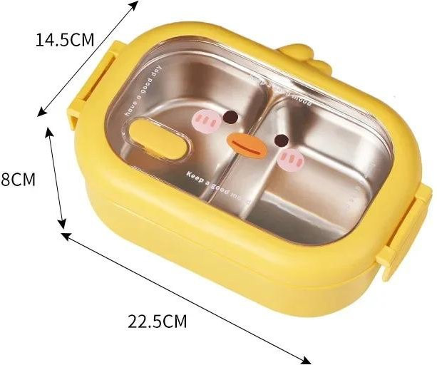Bestbags Bento Box aus Edelstahl mit Ente-Design in Gelb und Beige, wiederverwendbare Lunchbox für Kinder und Studenten - Bild 1