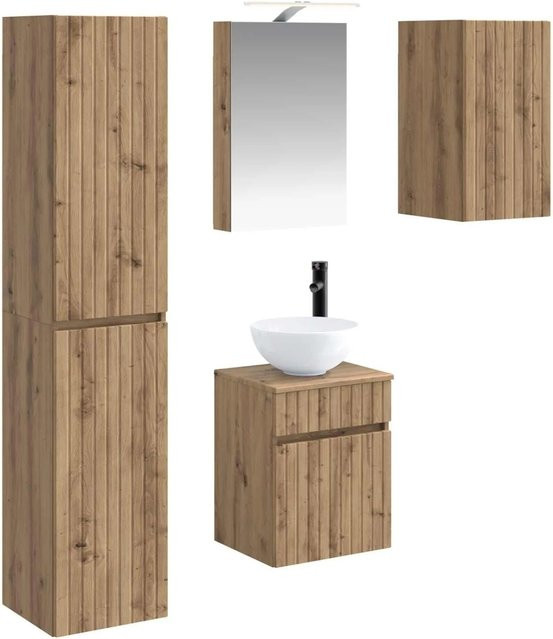 vidaXL Badezimmerschrank-Set 5-teilig Artisan-Eiche, modern, braun, B: 40 cm, T: 10,5 cm, H: 60,5 cm - Bild 1