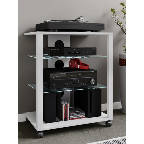VCM HiFi-Möbel Folas in Weiss mit Rollen, B/H/T: 60 x 70 x 41 cm - Bild 2