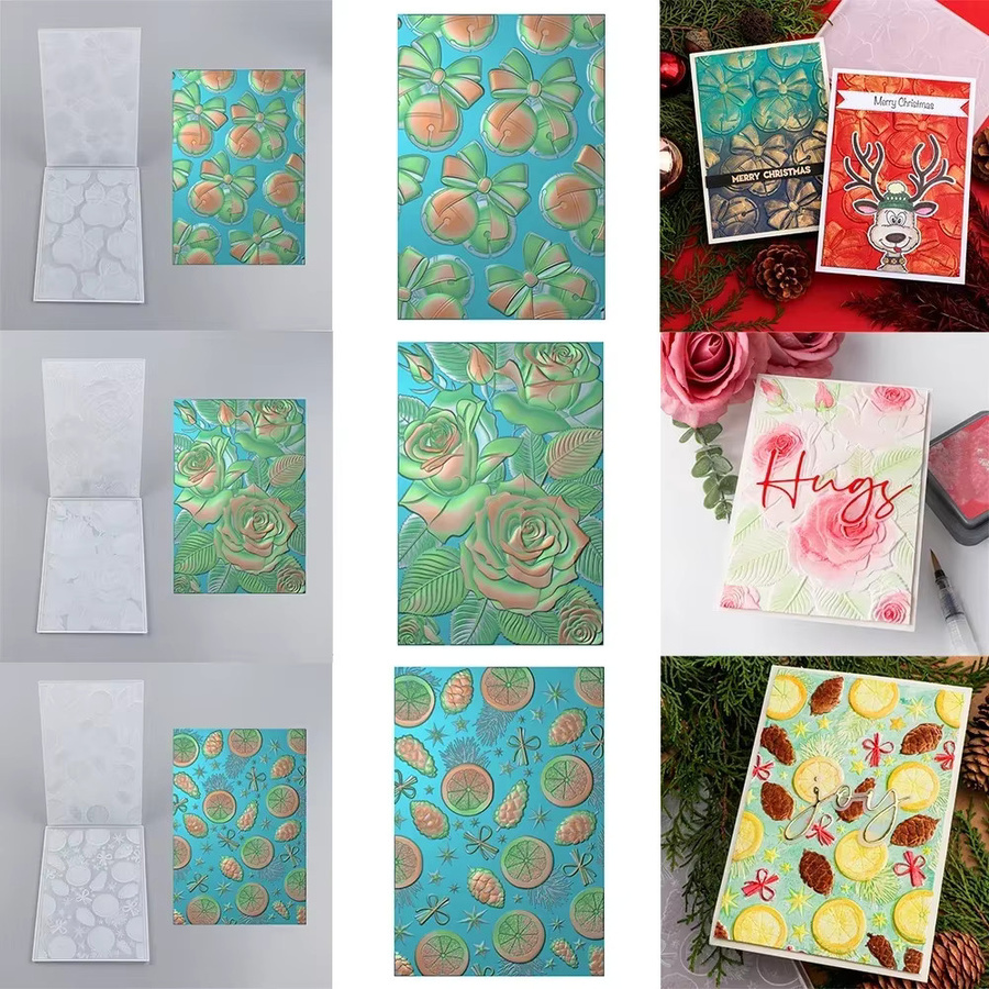3D-Prägeordner mit Englischen Rosen, Zimtstäbchen und Orangen für Scrapbooking und Papierhandwerk - Bild 2