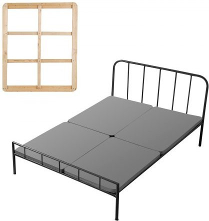VEVOR Bunkie-Board für Queensize-Betten, 4-teilige Matratzenauflage aus Holz mit 200D Oxford-Gewebe, Grau, B/T/H: 201 x 148 x 3,8 cm - Bild 1