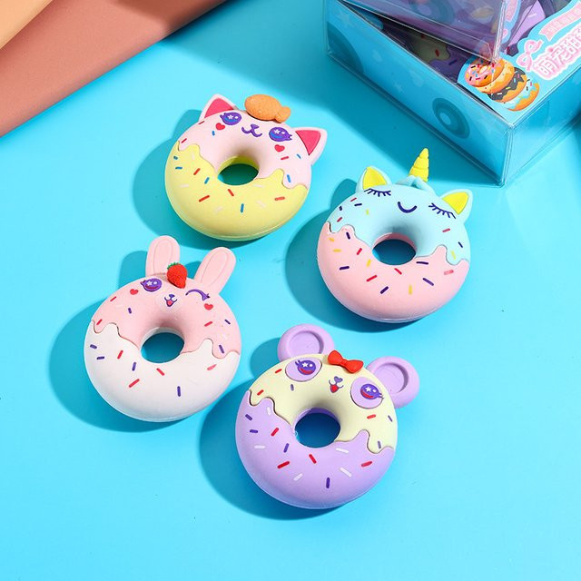 Kawai Schreibwaren Niedriger Haustier-Donut Radiergummi in Mehrfarbig für Kindergarten und Schule - Bild 1