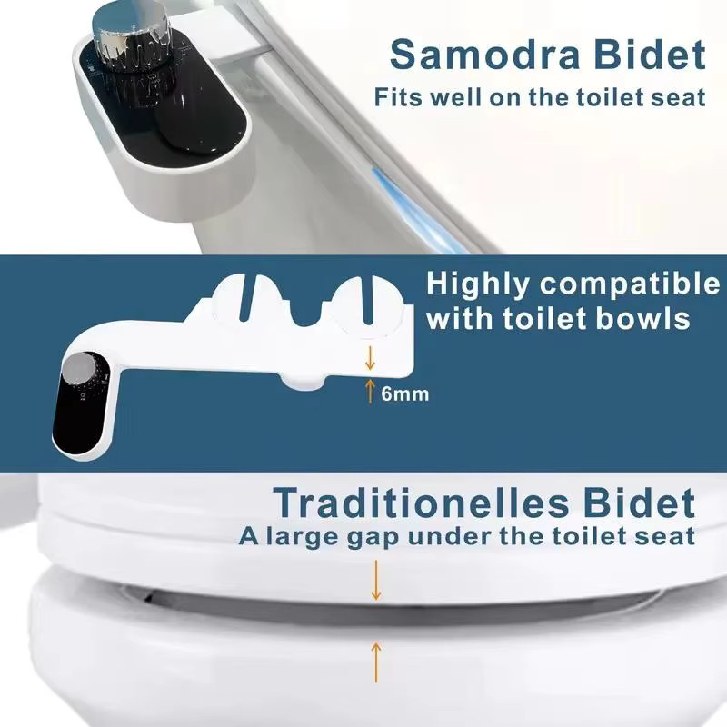 Nicht elektrischer Bidet Toilettensitzaufsatz mit selbstreinigender Doppeldüse für Vorne- und Rückwärtswaschung in Weiß - Bild 3