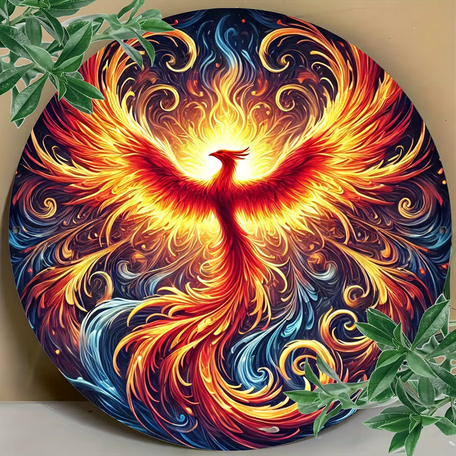 Potdemiel Flame Phoenix Aluminium-Wandkunstschild in Multicolour, Retro-Design mit Vogel-Motiv, B/H: 20,0 x 20,0 cm - Bild 5