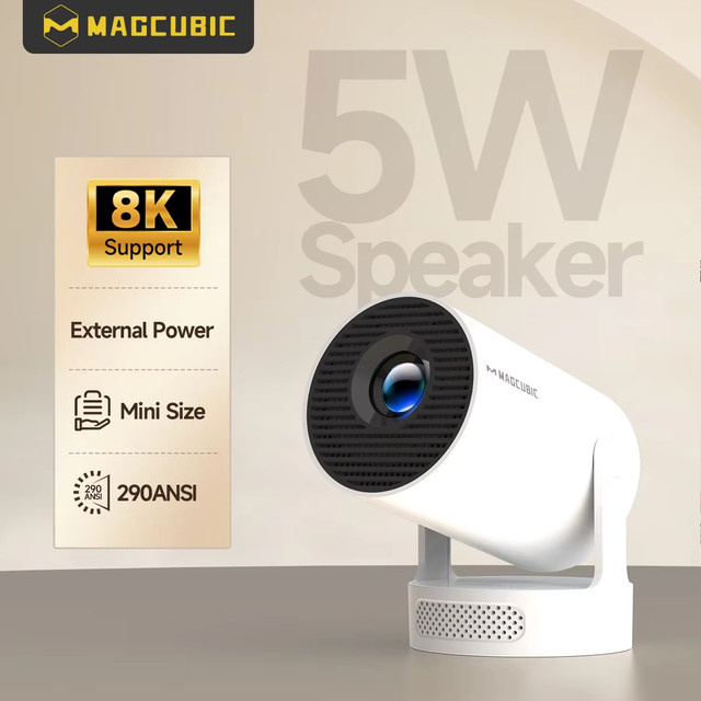 Magcubic HY300 Pro+ Outdoor-Projektor mit Android 14, 8K Unterstützung, 8000 Lumen, WiFi 6 und Bluetooth 5.4, tragbarer HD-Projektor mit 5W HiFi-Lautsprecher - Bild 1