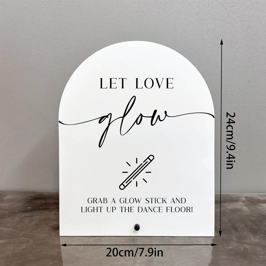 Acryl Let Love Glow Schild mit LED-Leuchtstab für Hochzeiten in Weiß - Bild 1